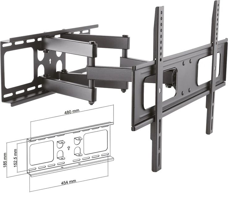 support TV mural MOTION 5 noir inclinable/orientable jusqu'à 50kg