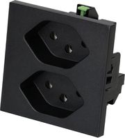 prise 2x type 13 plat à encastrer Max Hauri noir