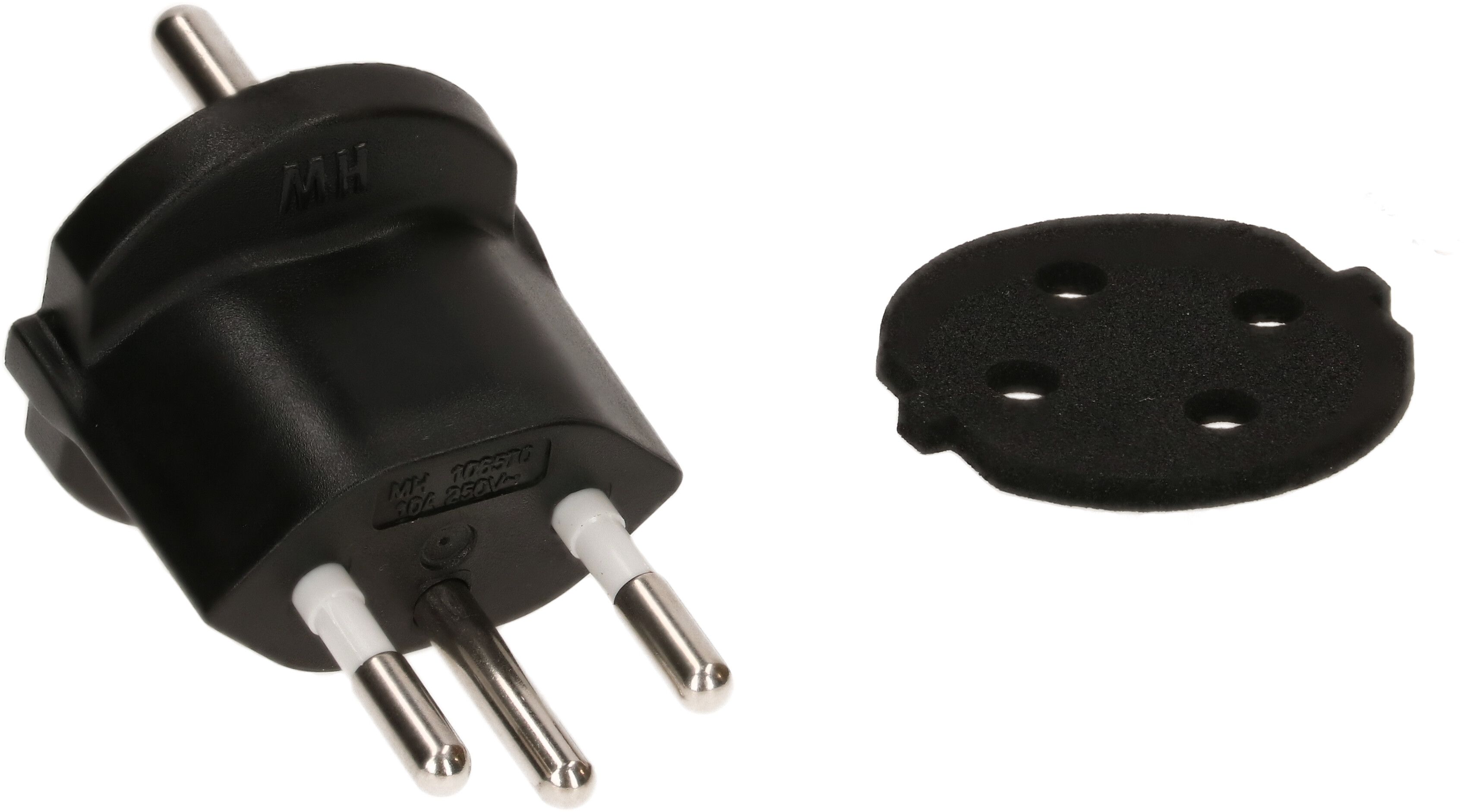 adaptateur fixe type 12 / Schuko CEE 7/7 avec joint noir