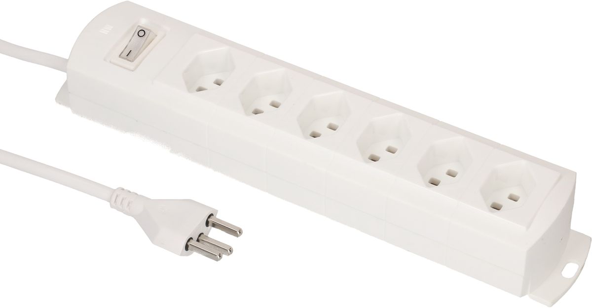 multiprise Prime Line 6x type 23 blanc interrupteur 3m