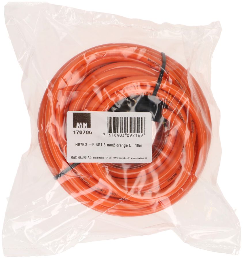 PUR câble secteur H07BQ-F3G1.5mm2 10m orange type 13 IP55