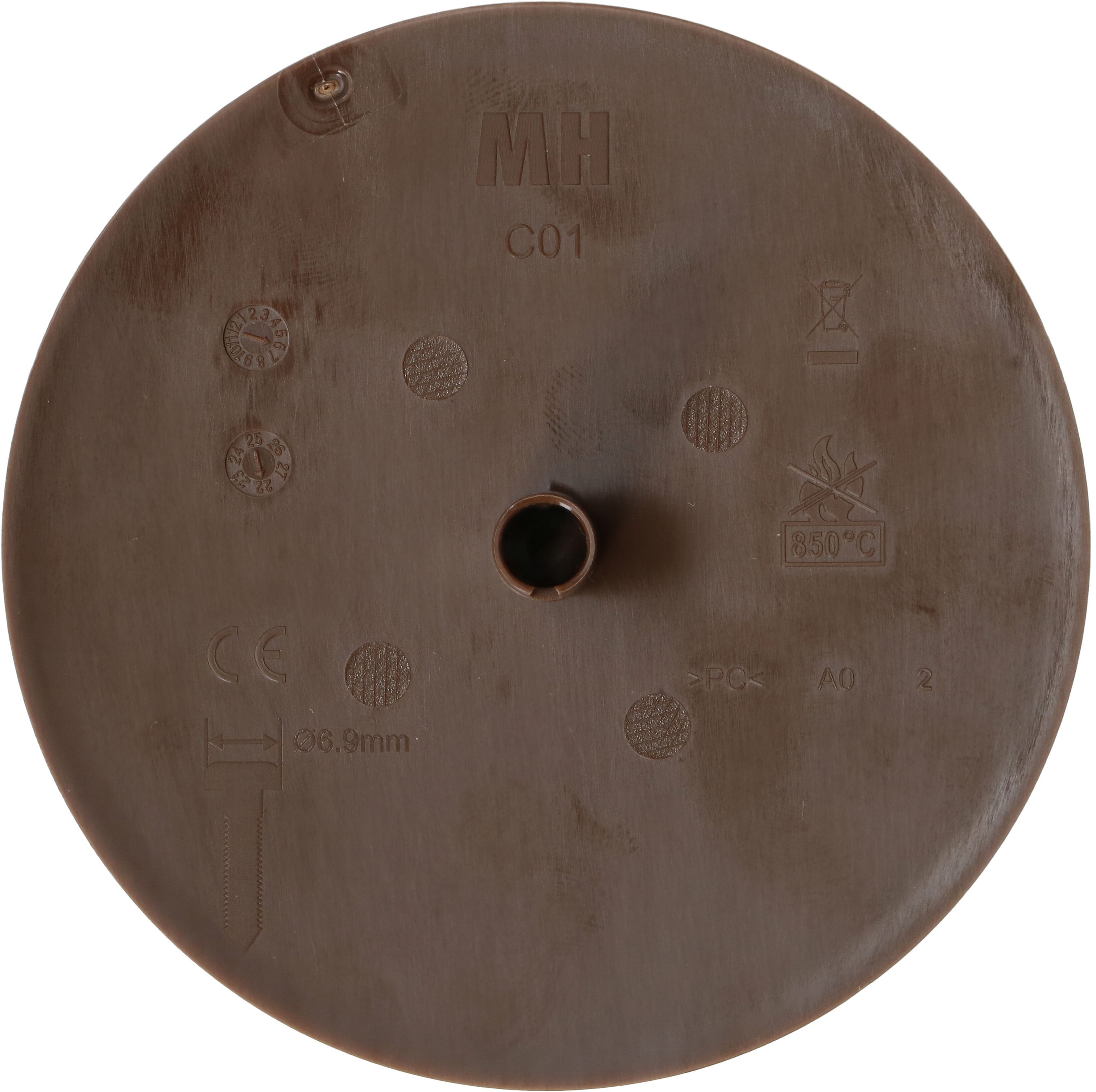 rosette de plafond rond plat étrier à ressort enfichable marron