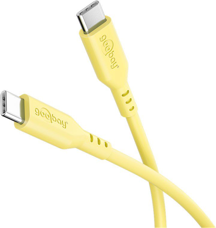 câble de recharge USB-C silicone 1.5m jaune