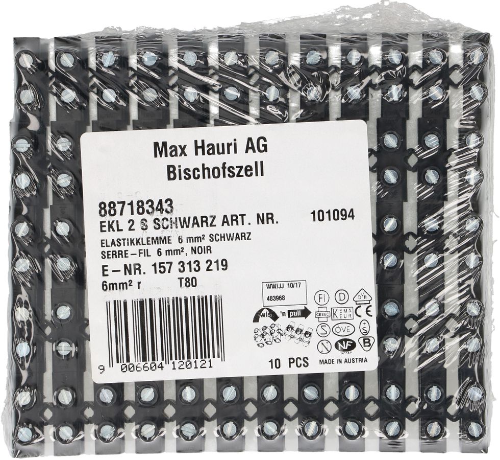 barrete de bornes EKL 2 S 2.5-10mm2 12 pôles noir