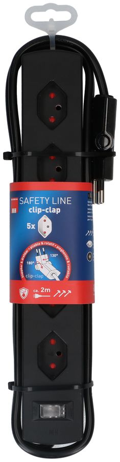 multiprise Safety Line 5x type 13 90° BS nr interrupteur 2m cli.