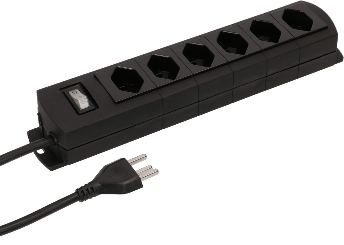 multiprise Prime Line 6x type 23 noir interrupteur 5m