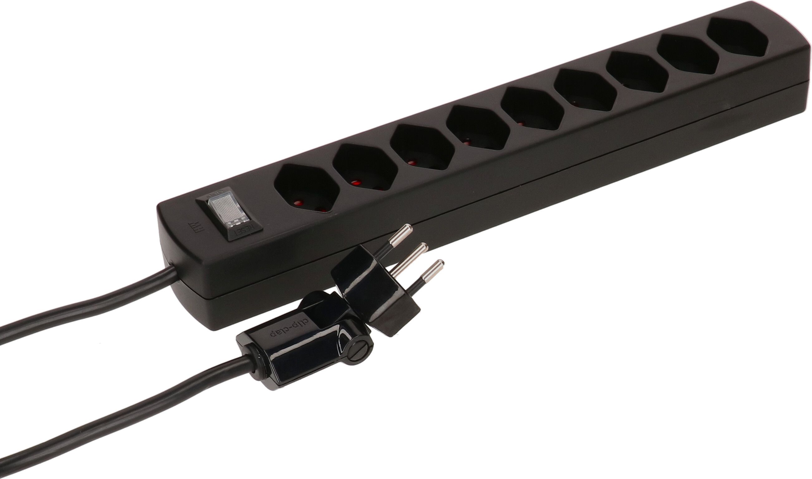 multiprise Safety Line 9x type 13 BS noir interrupteur 2m cli.