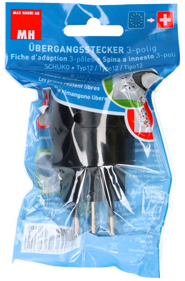 fiche d'adaptation asymétrique type 12 / Schuko noir