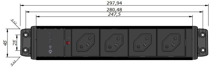 CUBO Steckdoseneinheit schwarz 4x Typ 13