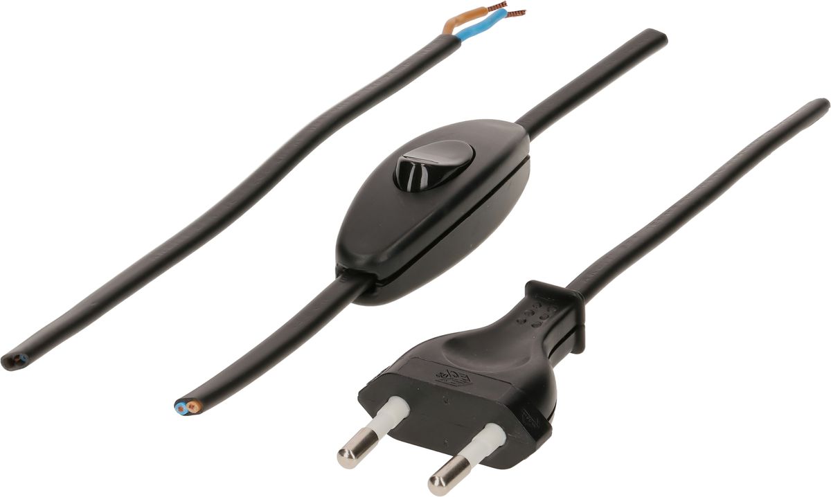 TDLF câble secteur H03VVH2-F2x0.75 2m noir T26