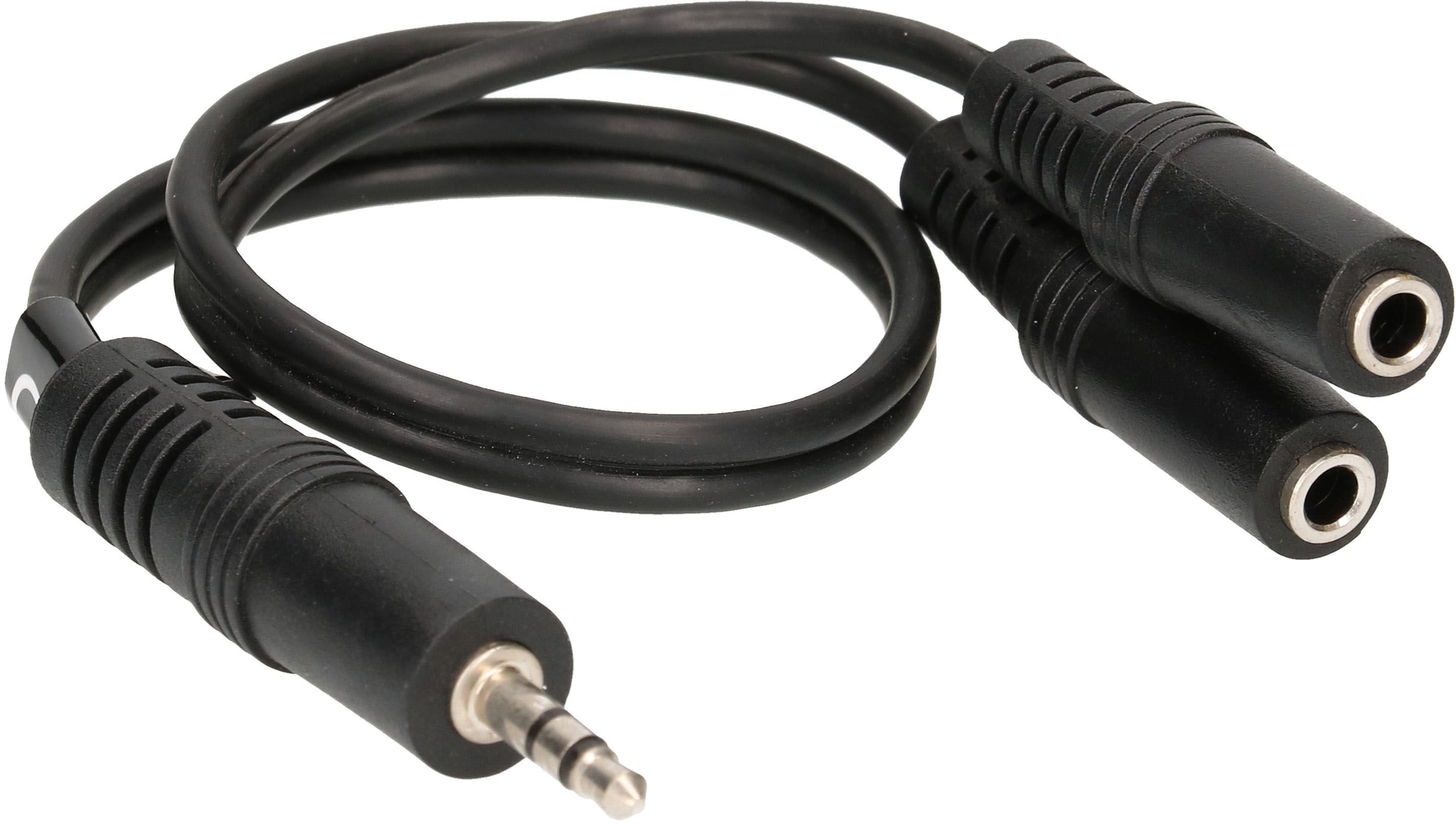 câble audio adaptateur Y stéréo fiche/prise jack 0.2m noir