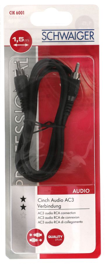 câble audio RCA digital AC3 1.5m noir