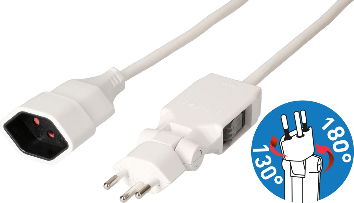 Rallonge TD H05VV-F3G1.0 3m blanc clip-clap OCP type 12 / type 13