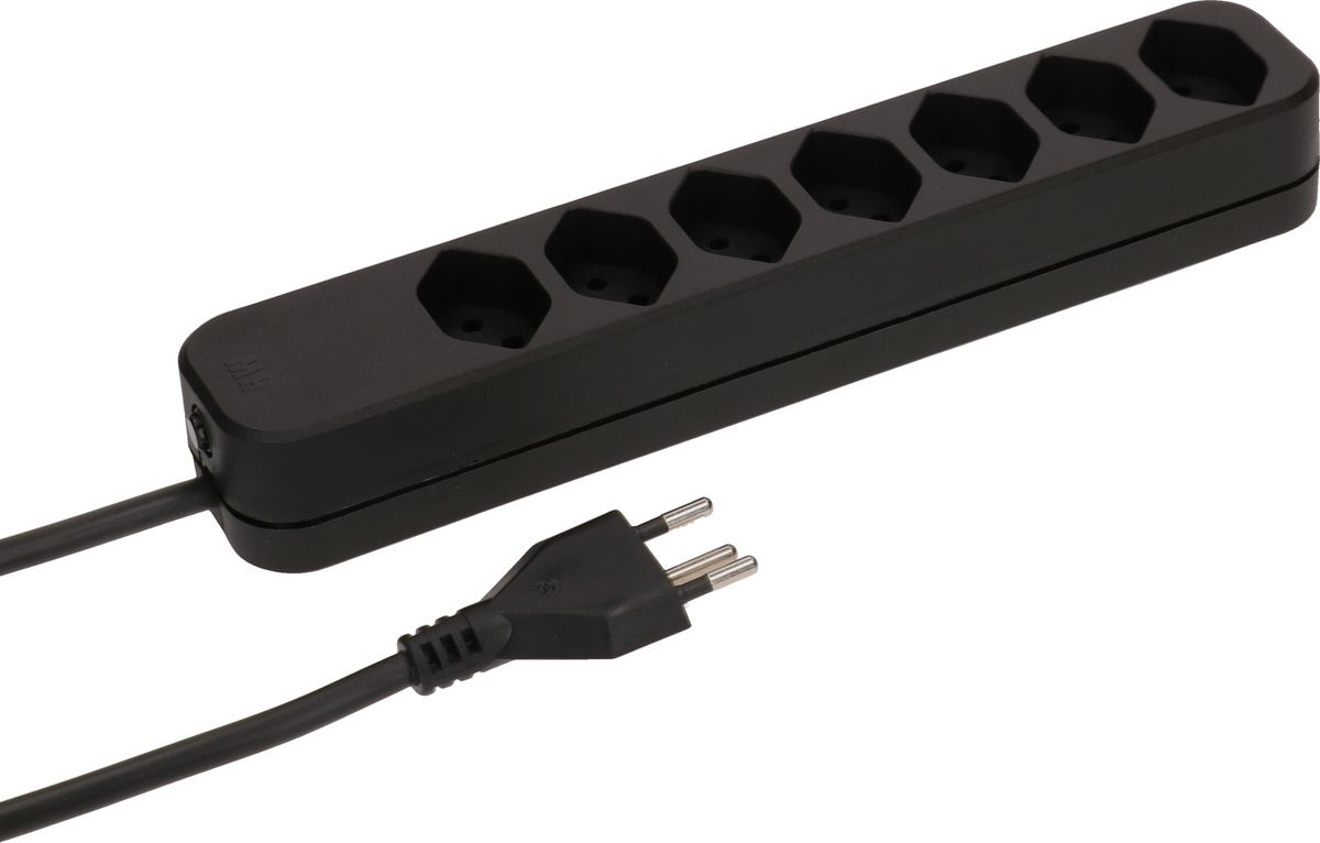 multiprise Swiss Line 7x type 13 noir 3m