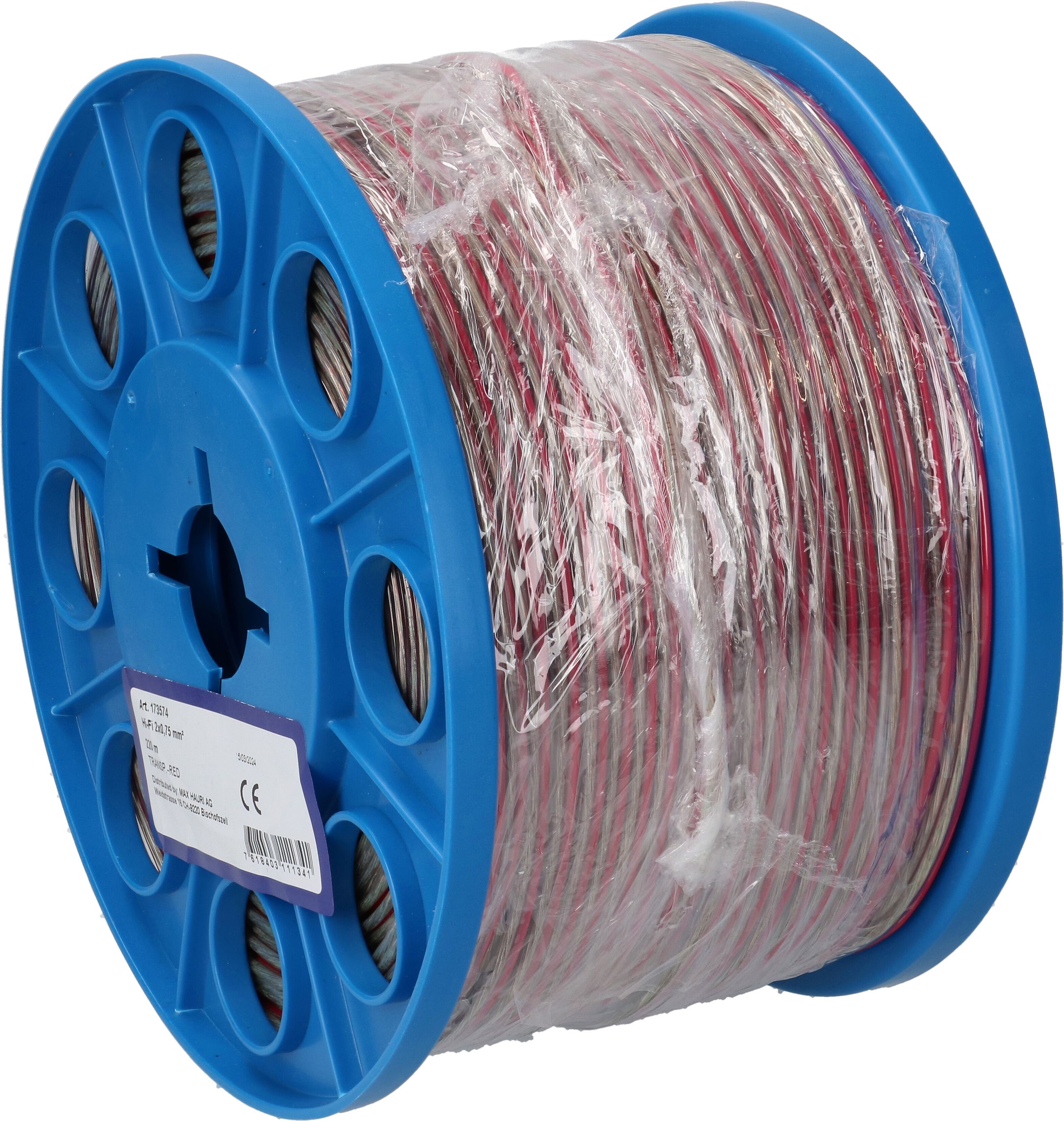 câble de haut-parleur 2x0.75mm² transparent