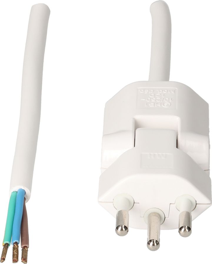 TD-Netzkabel H05VV-F3G1.0 5m weiss clip-clap Typ 12