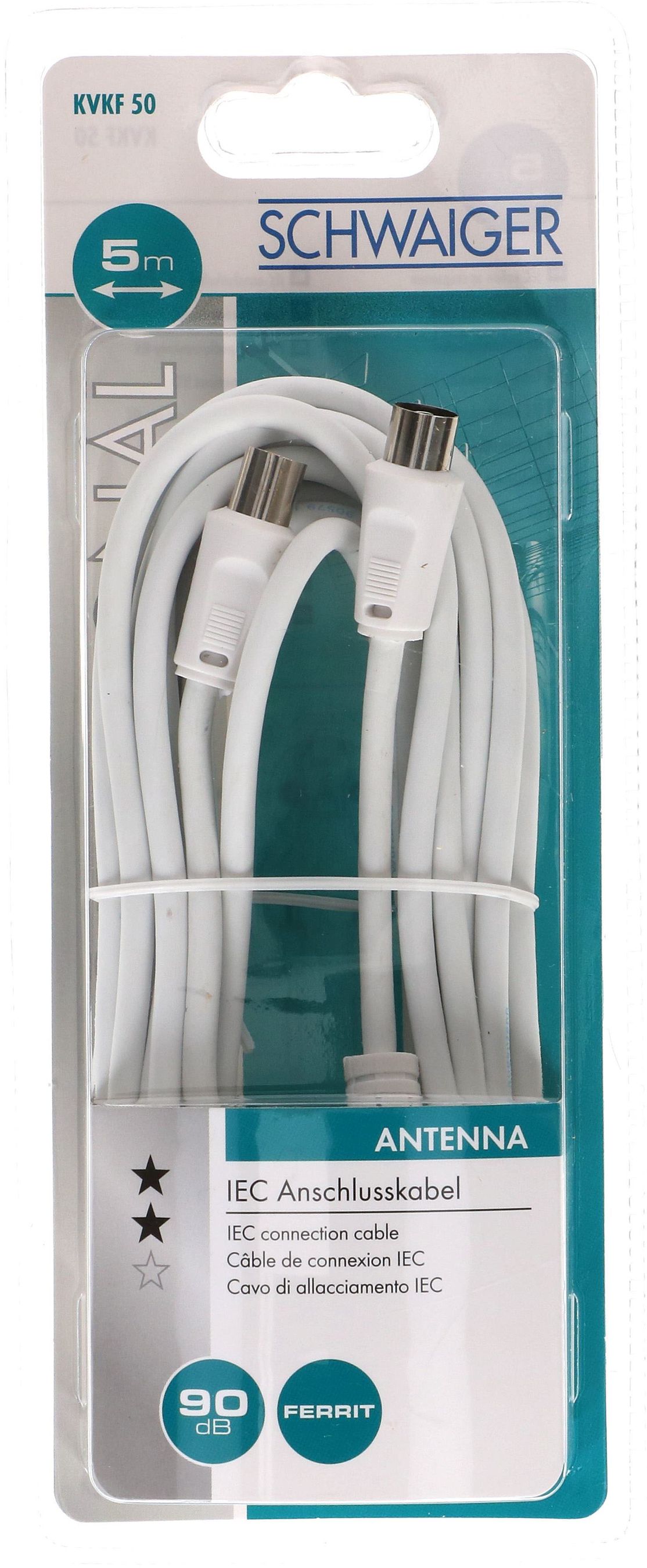 câble de raccordement 90dB 5m blanc noyau de ferrite