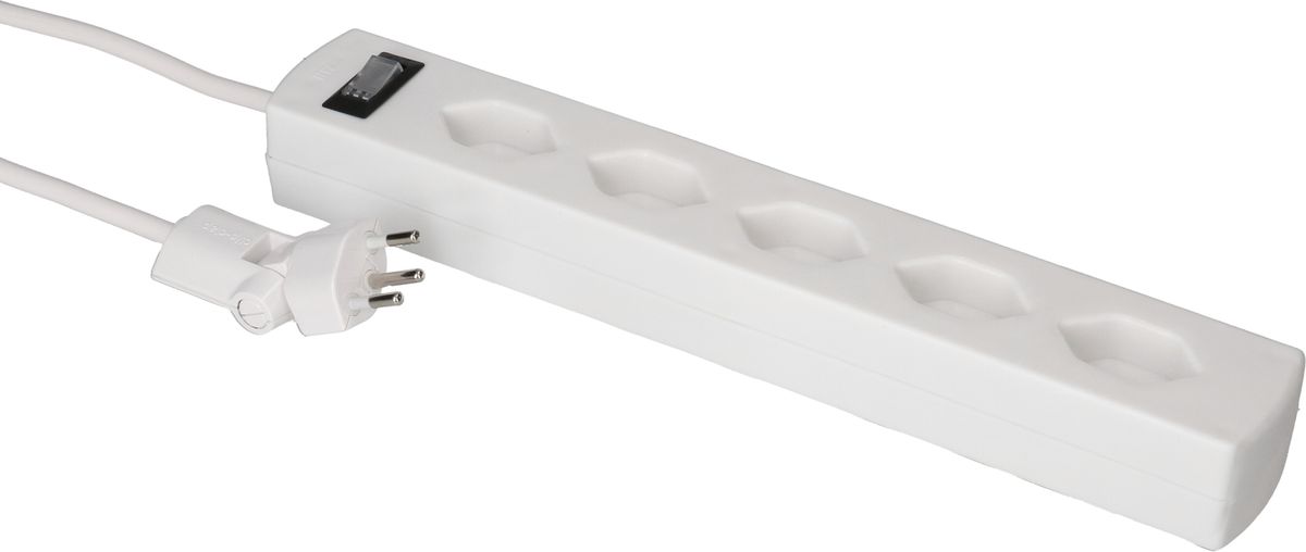 multiprise Safety Line 5x type 13 90° BS blanc interr. 2m cli.