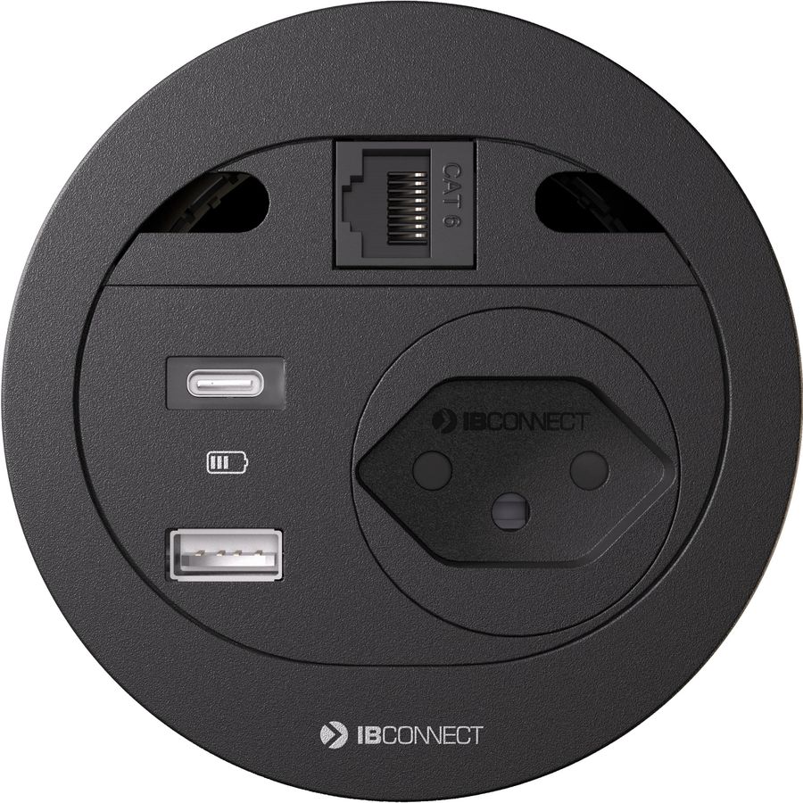 DIVUS bloc multiprise noir 1x type 13 1x USB A/C 1x RJ45