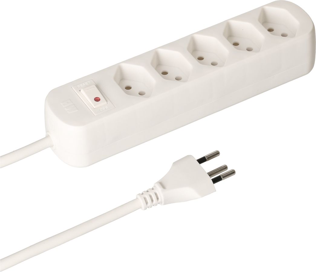 Steckdosenleiste Basic Line 5x Typ 13 weiss Schalter 5m