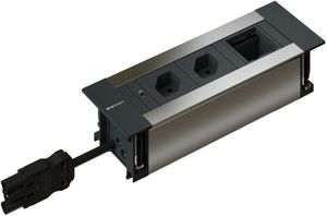 INTRO2.0 bloc multiprise anodisé 2x type 13 1x module vide