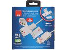 multiprise clip-clap Line 2x type 13 1x USB-Charger bc interr. 2m