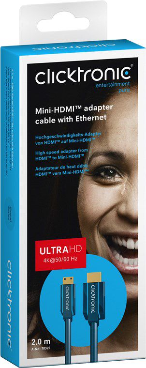 Mini-HDMI câble adaptateur avec Ethernet