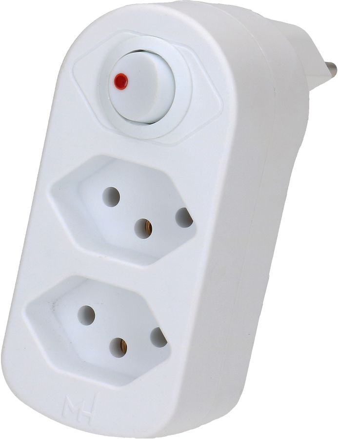 Abzweigstecker ADAPT 2x Typ 13 weiss drehbar Schalter Green+Fair