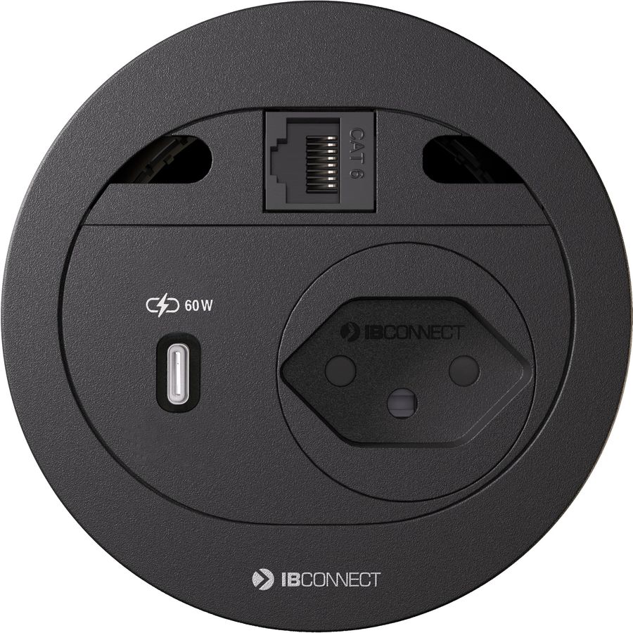 DIVUS bloc multiprise noir 1x type 13 1x USB-C 60W 1x RJ45