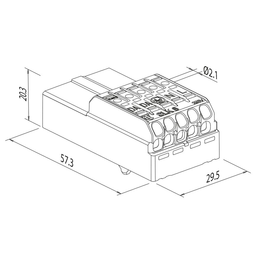 SLK8 Anschlussklemme 5-polig 0.5-2.5mm2 OF weiss