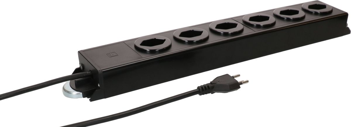 multiprise Power Line 6x type 13 noir/noir 1.5m aimant