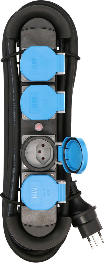multiprise Construct Line 4x type 13 IP55 noir/bleu 5m
