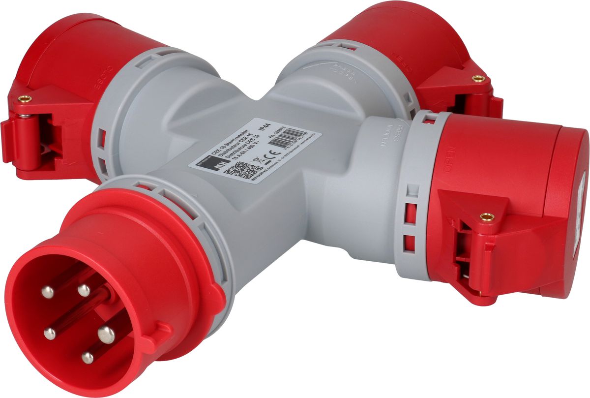 distributeur en étoile 1x CEE16 fiche 3x CEE16 prises 400V IP44
