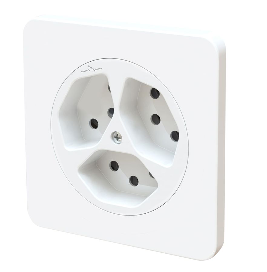 presa 3x tipo 13 1S dim.1x1 INC maxONE bianco