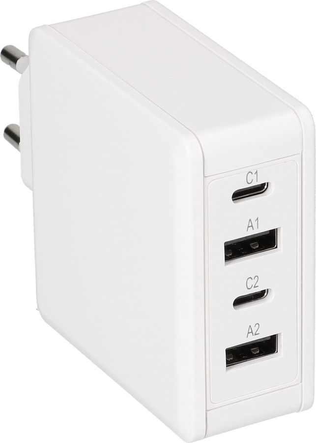 adaptateur de charge rapide USB 2x USB-C PD 2x USB-A 65W blanc