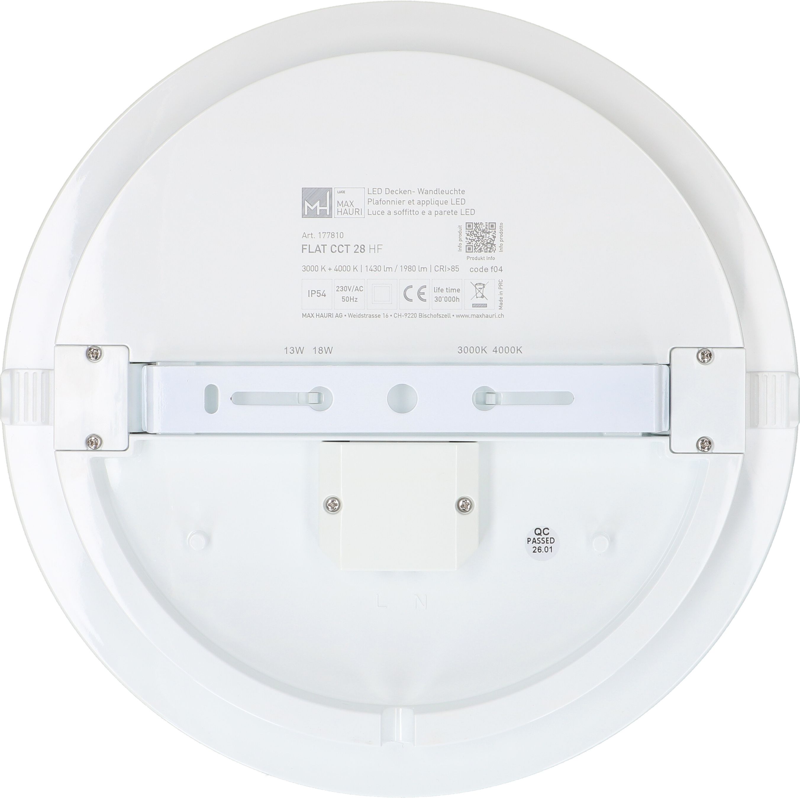 Deckenleuchte FLAT CCT 28 HF 13/18W 1430/1980lm