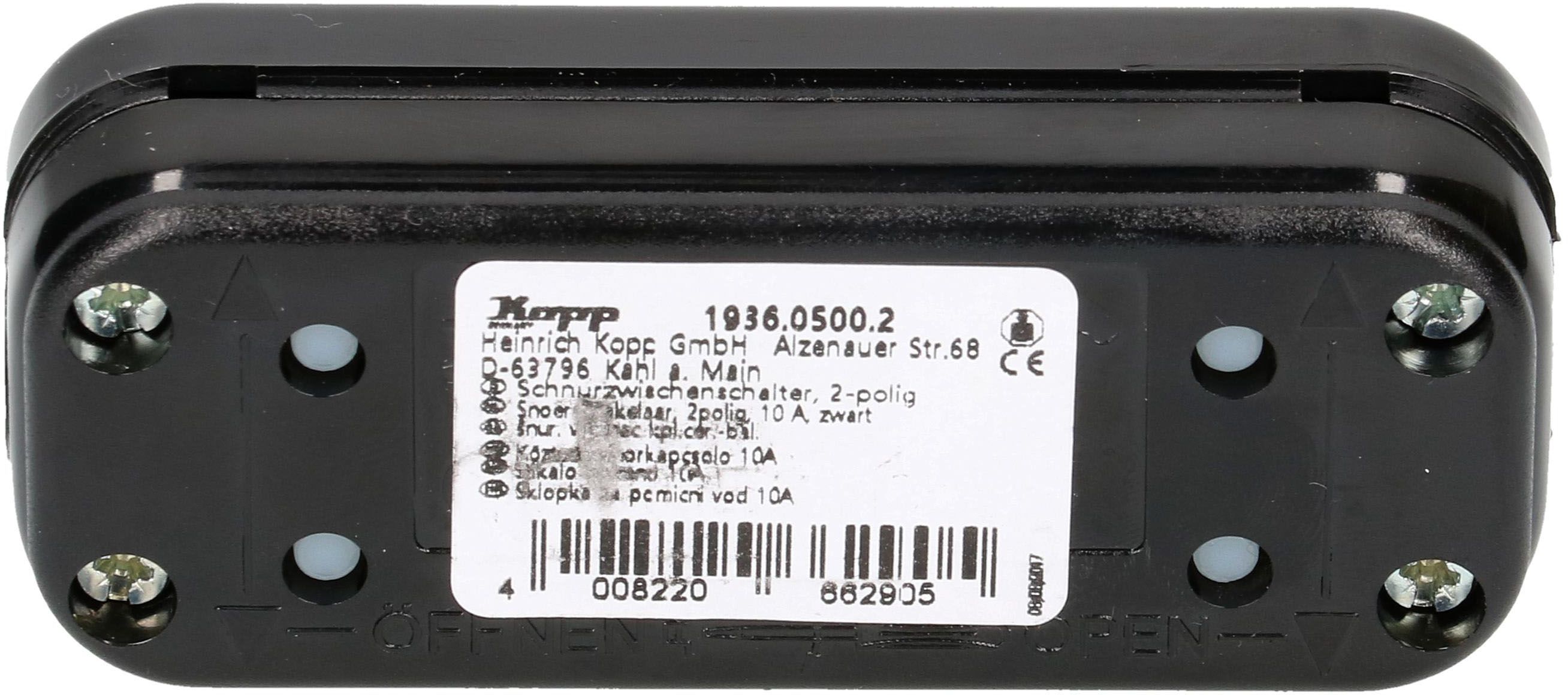 interrupteur 2 pôles AUS 10A noir