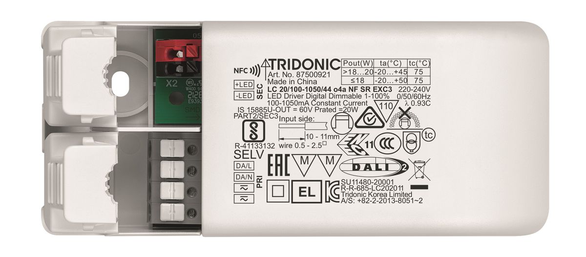 driver constant LED DALI-2 NFC programmé 260mA / 11.44W