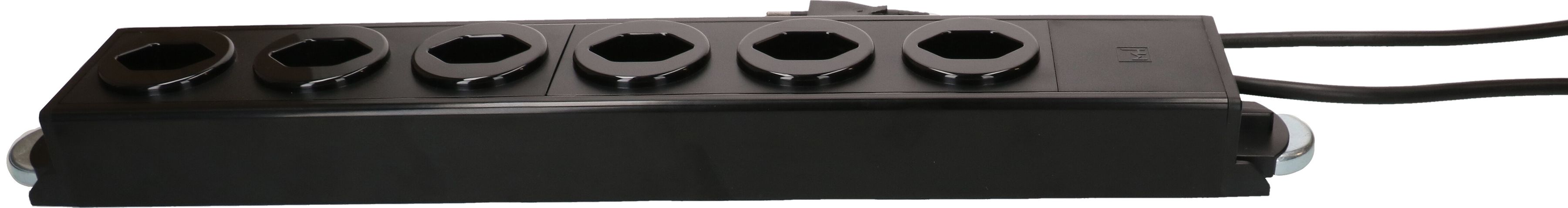 multiprise Power Line 6x type 13 noir/noir 1.5m aimant