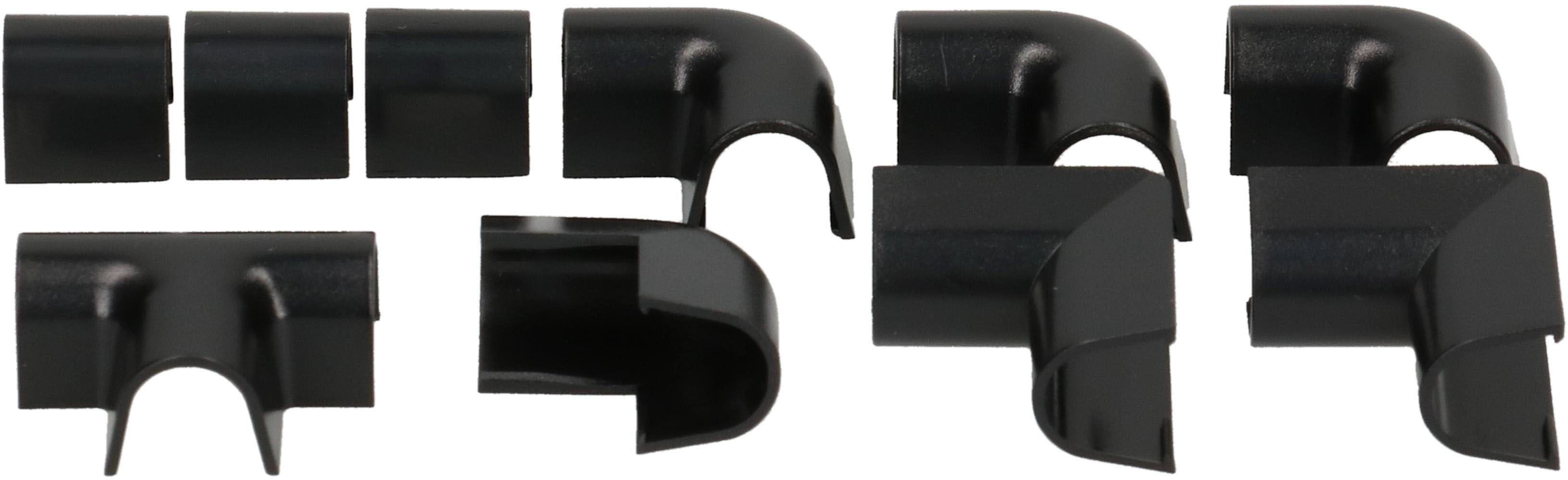 Raccords de goulotte 7mm noir assorti 10 pcs.