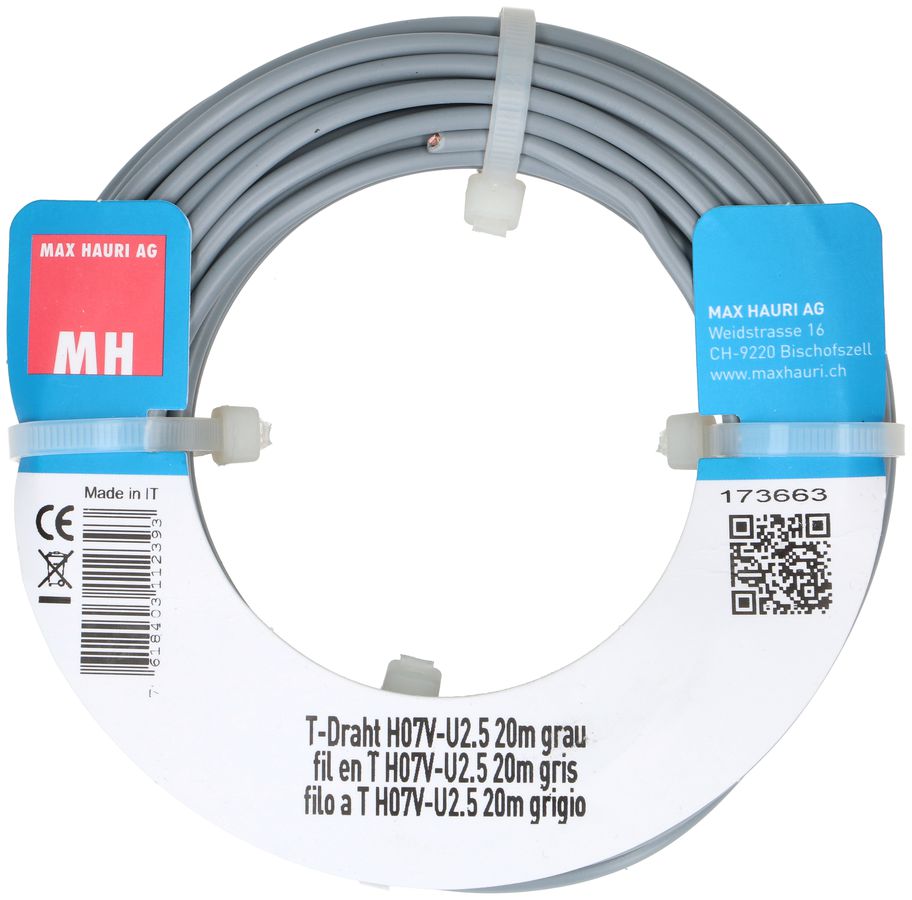 fil en T H07V-U2.5 20m gris
