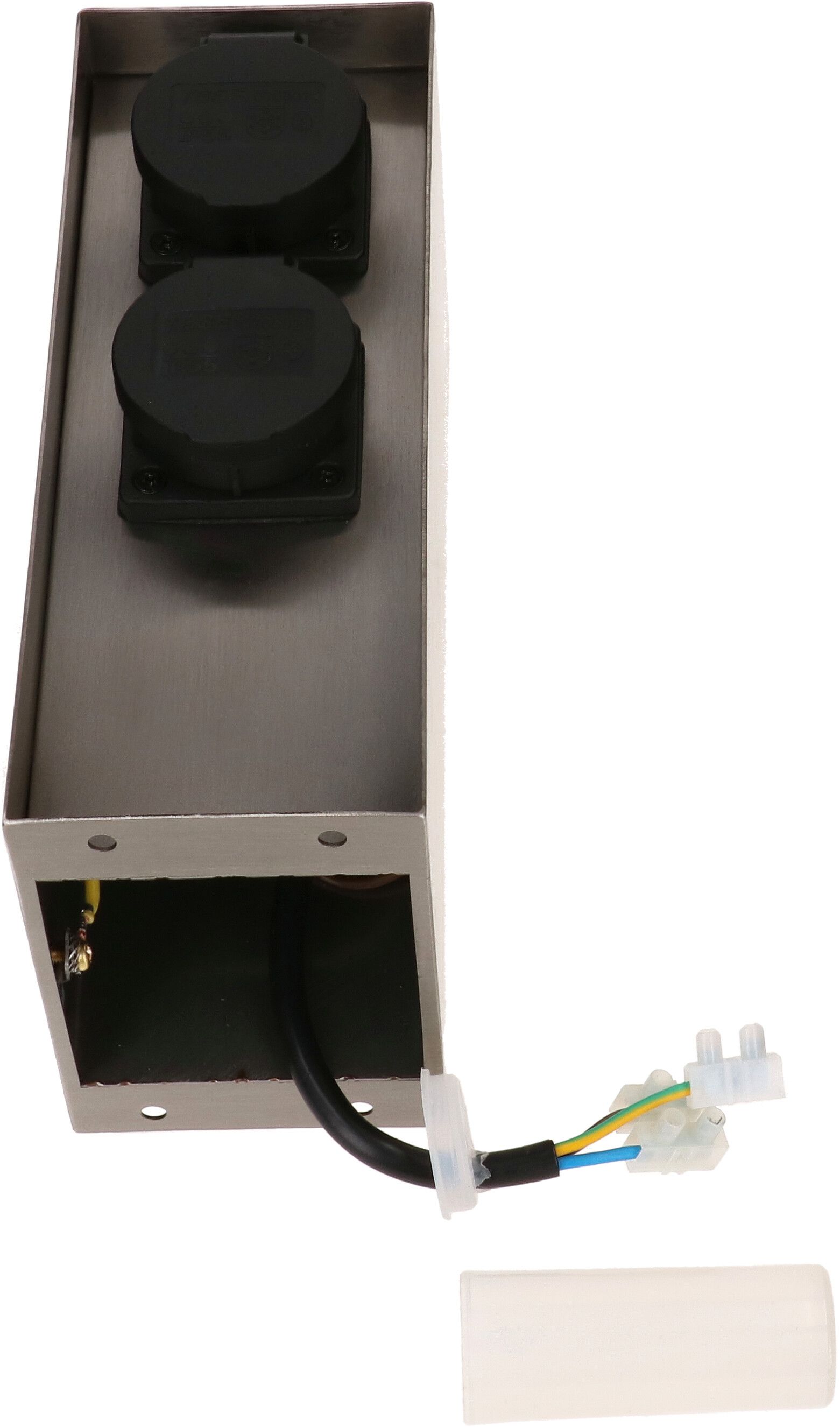 colonne de prises de jardin 2x type 13 IP55 prog. horaire acier