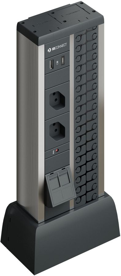 DUPLO mini columna anodisé 2x type 13 1x USB A/C 2x RJ45
