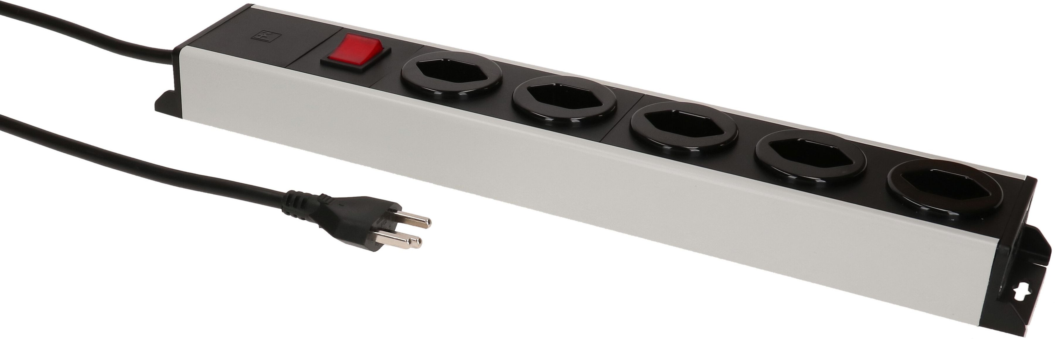 Steckdosenleiste Power Line 5x Typ 23 grau/schwarz Schalter 3.0m