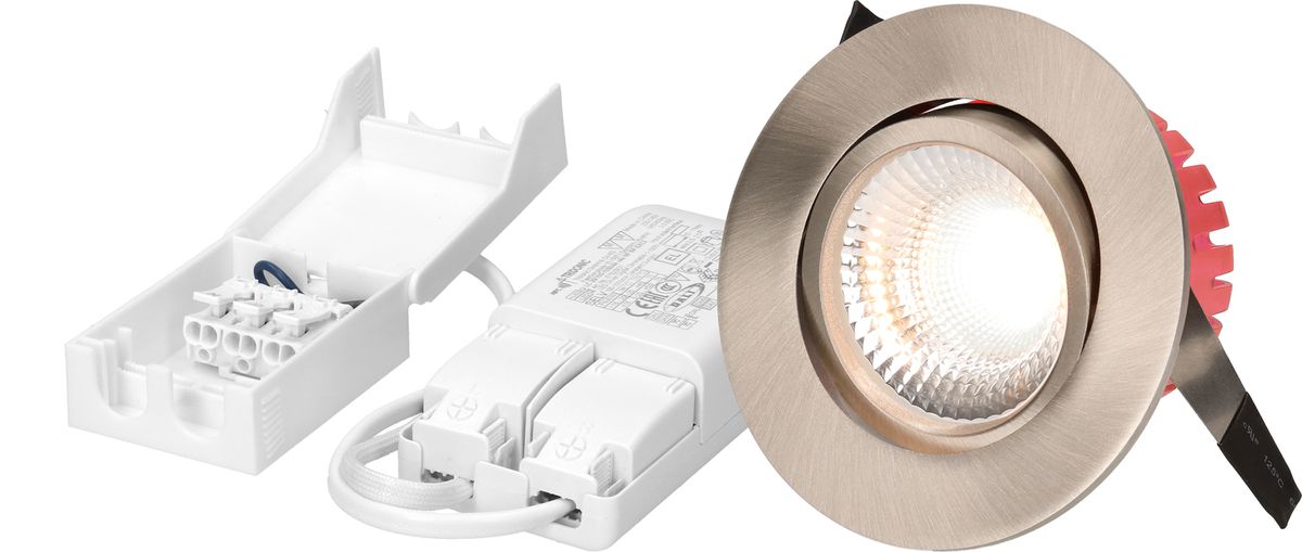 LED-Einbauspot SOLVO Ø80 DALI Nickel gebürstet 3000K 750lm 38°
