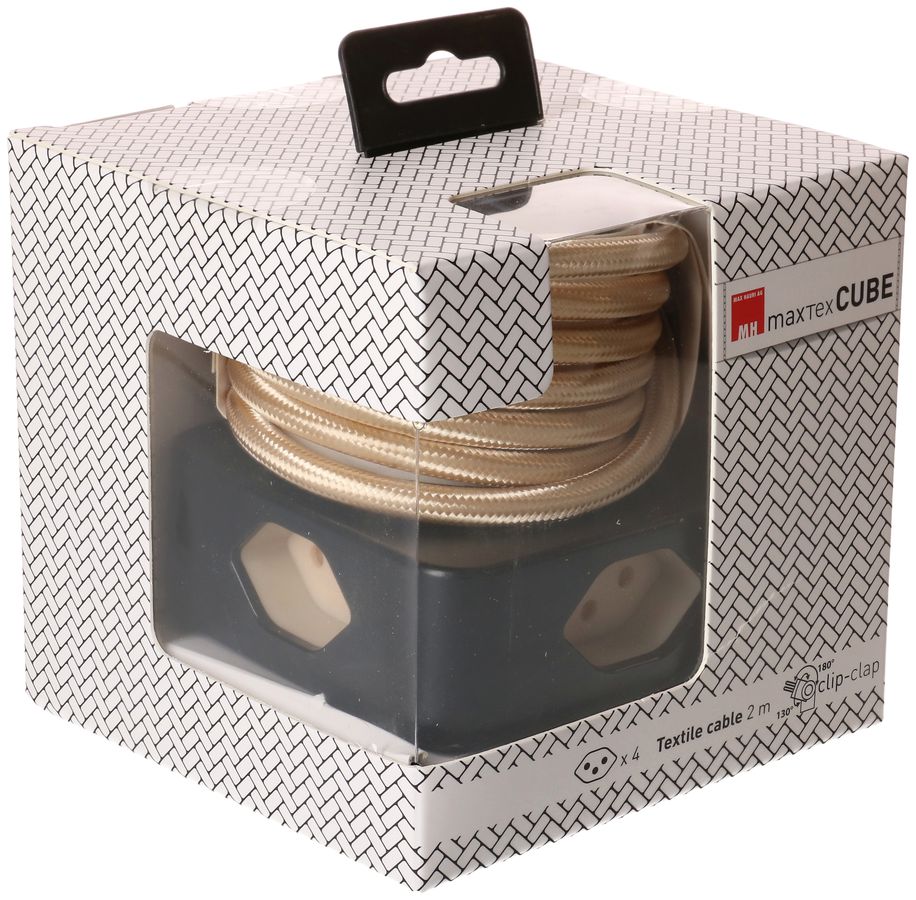 multiprise Cube 4x type 13 noir / or sable 2m clip-clap