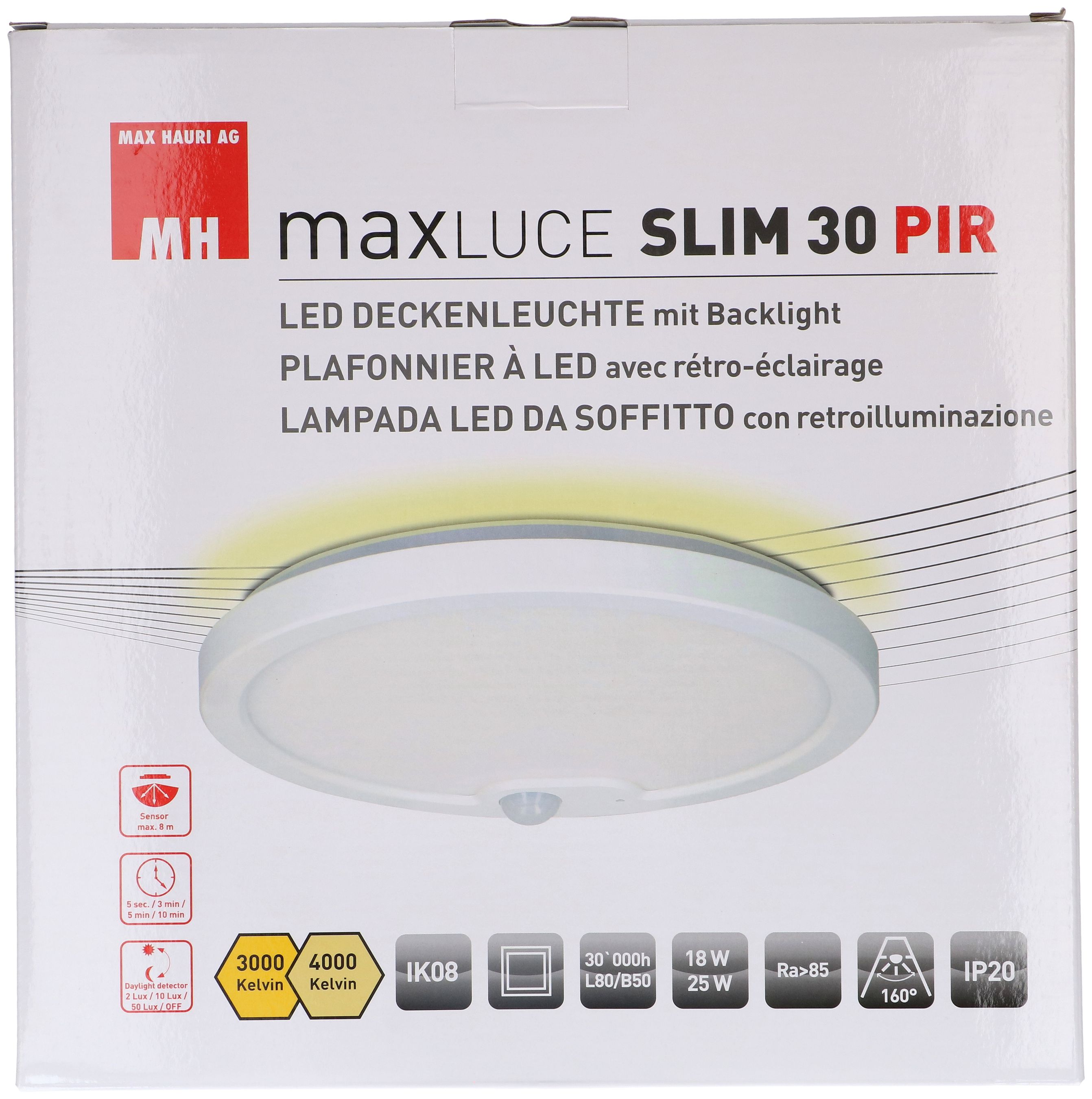 LED plafonnier SLIM 30 PIR 3000-4000K 18-25W