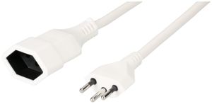 Rallonge TD H05VV-F3G1.5 5m blanc type 12 / type 13