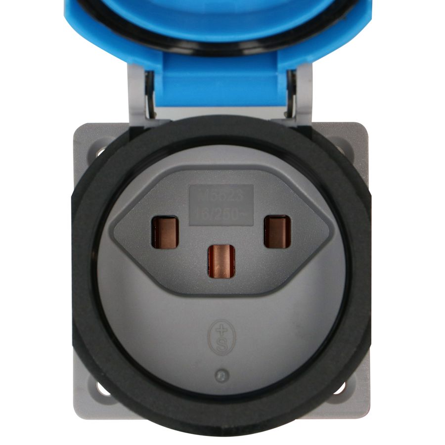 prise à encastrer 1x type 23 L+N+PE Max Hauri IP55 gris/bleu