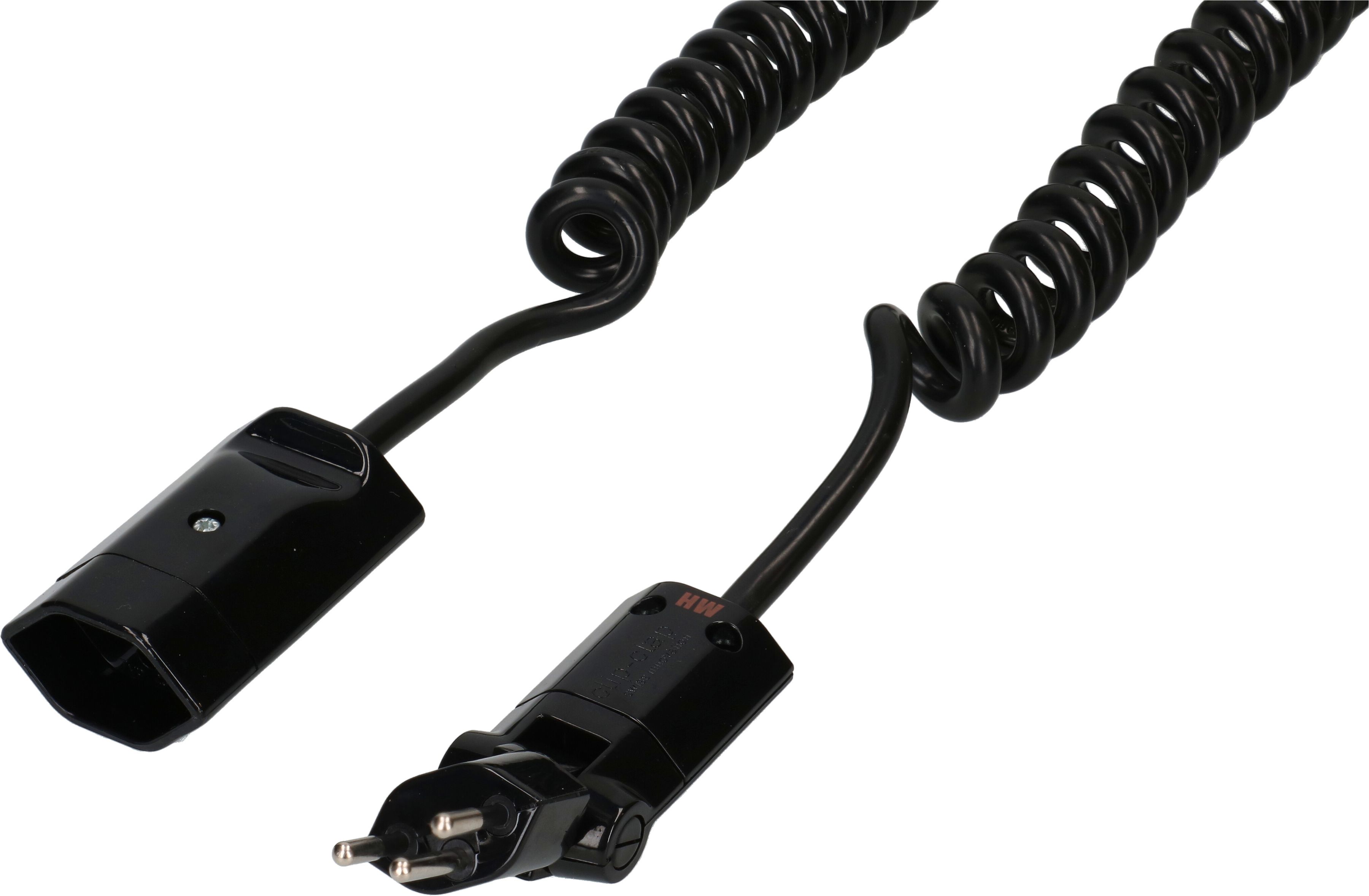 prolunga TD spiralato H05VV-F3G1.0 2m nero tipo 12 / tipo 13